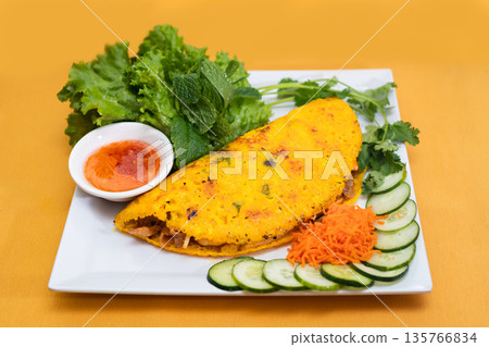 Crispy Vietnamese Sizzling Crepe Banh Xeo Crispy Vietnamese Sizzling Crepe Banh Xeo 135766834
