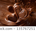 Heart-shaped glossy ganache cream 135767251