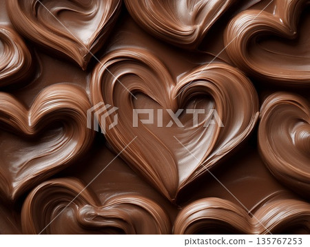 Heart-shaped glossy ganache cream Heart-shaped glossy ganache cream 135767253