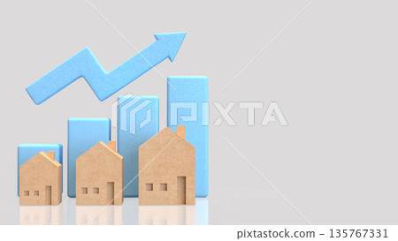 Real Estate Market Growth Concept with Rising Property Value Chart 3d render. Real Estate Market Growth Concept with Rising Property Value Chart 3d render. 135767331
