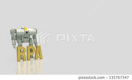 Robotic Process Automation Technology Concept with Industrial Robot 3d render. Robotic Process Automation Technology Concept with Industrial Robot 3d render. 135767347