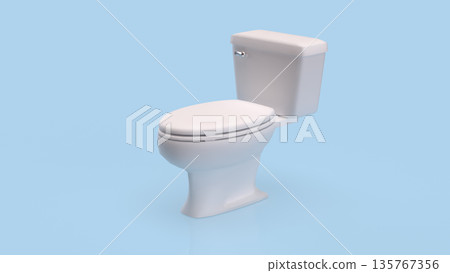 Minimal White Toilet Bathroom Fixture With Copy Space 3d render. 135767356