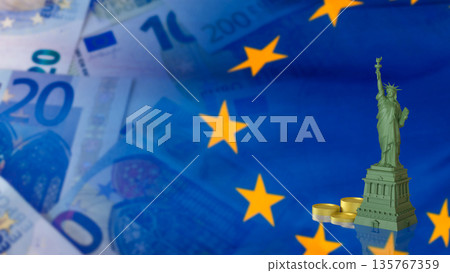 European Union Finance And International Economic Freedom Concept 3d render. European Union Finance And International Economic Freedom Concept 3d render. 135767359