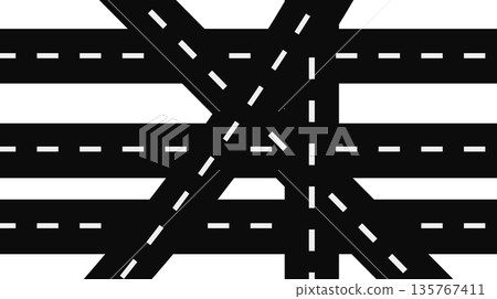 a black and white image of a road with a cross a black and white image of a road with a cross 135767411