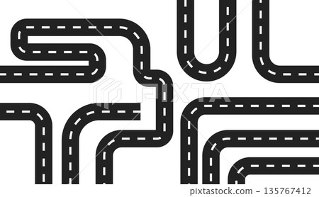 an illustration of a road with a number of different paths an illustration of a road with a number of different paths 135767412