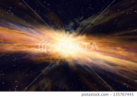 Presentation background: Abstract CG background of warped space (light and star radiation) 135767445