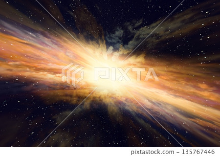 Presentation background: Abstract CG background of warped space (light and star radiation) 135767446
