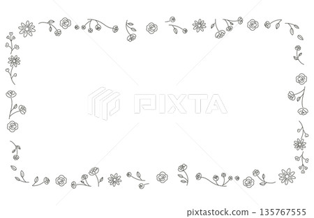 手繪植物花卉邊框 135767555