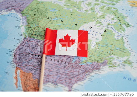 Bangkok, Thailand December 10, 2023 Canada map in world map paper. Bangkok, Thailand December 10, 2023 Canada map in world map paper. 135767750
