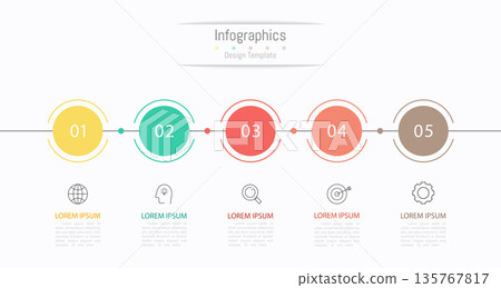 Infographic 5 options design elements for your business data. Vector Illustration. Infographic 5 options design elements for your business data. Vector Illustration. 135767817