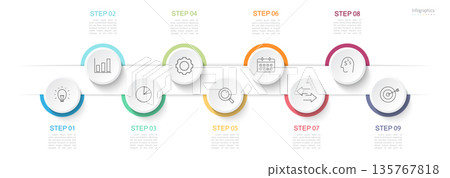 Infographic 9 options design elements for your business data. Vector Illustration. Infographic 9 options design elements for your business data. Vector Illustration. 135767818