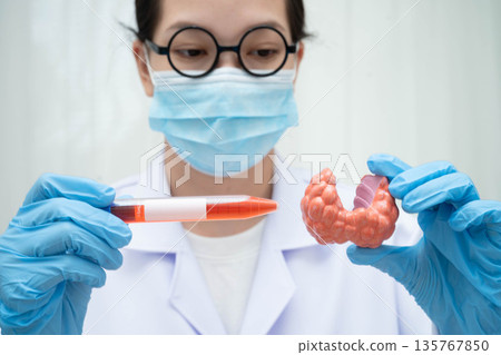 Scientist medical professional use test tube for research in science laboratory. 135767850