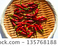Drying the harvested chilies 135768188