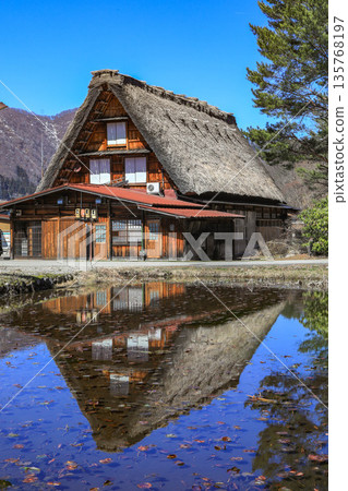 白雪皚皚的早春的白川鄉 白雪皚皚的早春的白川鄉 135768197