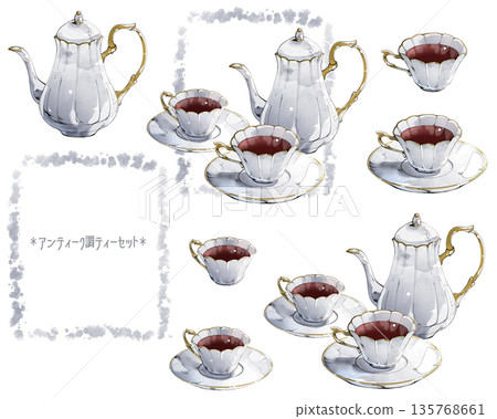 Antique tea set material Antique tea set material 135768661