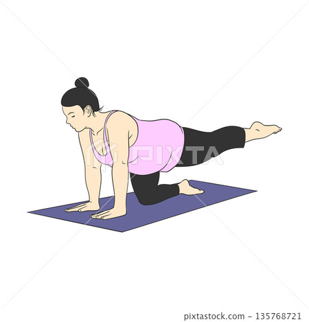 Fat women play yoga. Fat women play yoga. 135768721