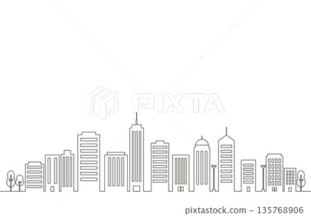 商業區摩天大樓的線圖 商業區摩天大樓的線圖 135768906