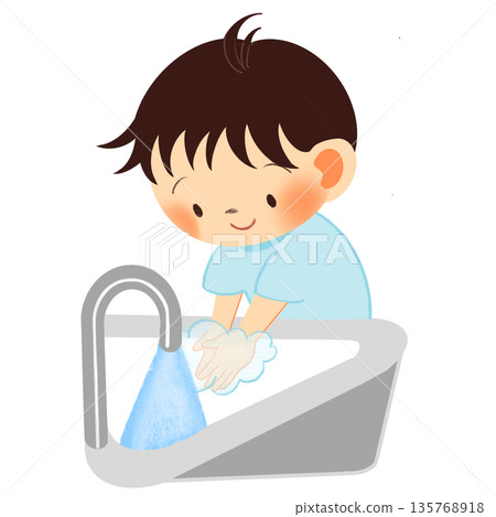 Children's lifestyle illustrations | Washing hands 135768918