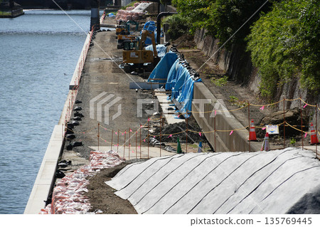 River reinforcement work River reinforcement work 135769445
