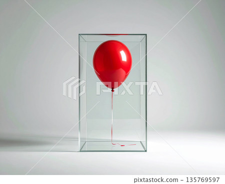 Red Balloon in Glass Box Red Balloon in Glass Box 135769597