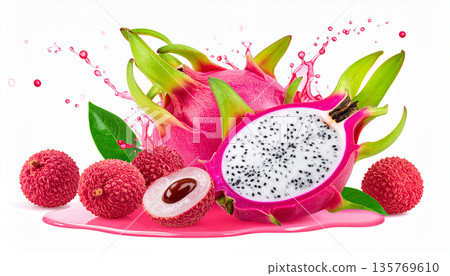 Dragon Fruit and Lychee Composition 135769610