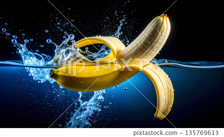 Banana Splash in Water Banana Splash in Water 135769613