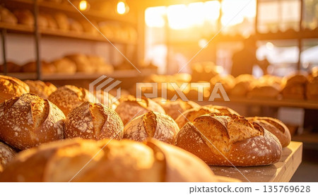 新鮮出爐的麵包散發著誘人的香味。 135769628