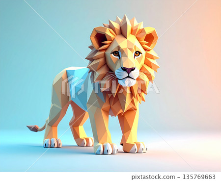Low Poly Lion 135769663
