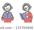 Senior woman reading a book vector 135769846