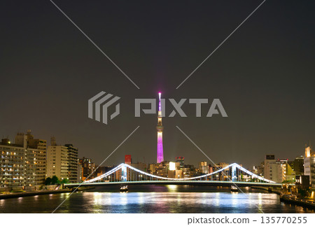 [Tokyo] May: Illuminated Kiyosu Bridge and Tokyo Skytree 135770255