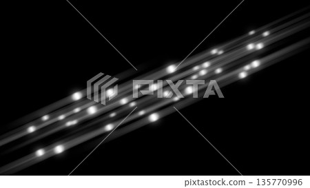 Abstract technology background with glowing white light lines and particles flowing at high speed on a black background Abstract technology background with glowing white light lines and particles flowing at high speed on a black background 135770996