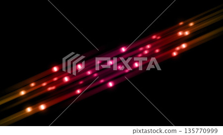 Abstract effect of red and orange light lines and particles racing across a black background Abstract effect of red and orange light lines and particles racing across a black background 135770999