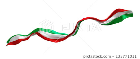 Italian flag isolated on white background Italy ribbon design 3D render 135771011