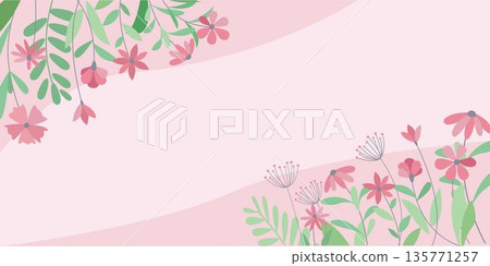 Illustration material of fashionable plants and flowers with gentle colors in spring Illustration material of fashionable plants and flowers with gentle colors in spring 135771257