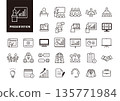 Business icon set (monochrome) representing presentations, meetings and communication 135771984