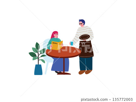 Woman placing an order in a cafe 135772003