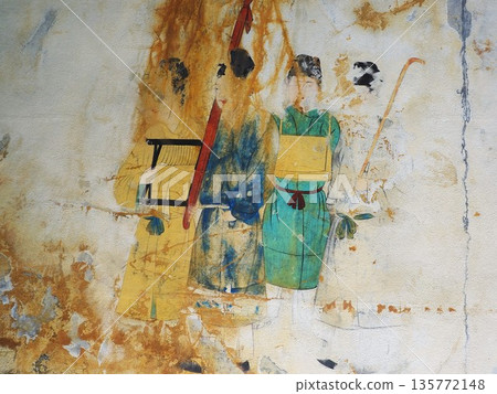 奈良縣高松塚壁畫博物館西牆男子群像(複製品) 奈良縣高松塚壁畫博物館西牆男子群像(複製品) 135772148