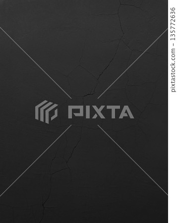 Horizontal background image 2 of a black-gray concrete wall with vertical and diagonal cracks 135772636