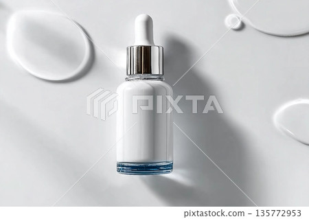 liquid aqua serum lotion dropper of beauty cosmetic skincare, product branding on white background 135772953