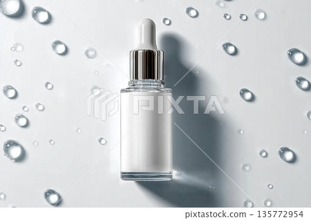 liquid aqua serum lotion dropper of beauty cosmetic skincare, product branding on white background liquid aqua serum lotion dropper of beauty cosmetic skincare, product branding on white background 135772954