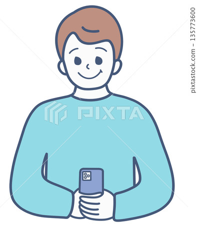 操作智能手機的人的例證材料 操作智能手機的人的例證材料 135773600
