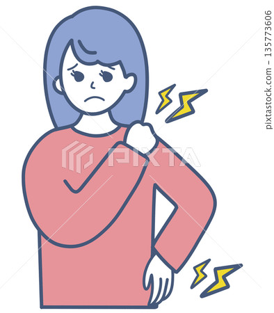 肩部和腰部問題的女性插圖 135773606