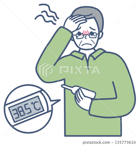 一位發燒老人的插圖 135773610