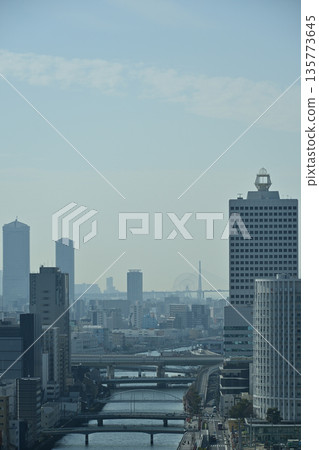 View of Osaka Bay from a high-rise building in Higobashi, Osaka 135773645