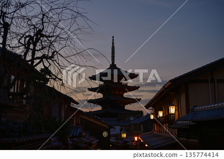 five-storied pagoda in the evening five-storied pagoda in the evening 135774414