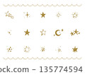Handwritten star and crescent moon icon set gold Handwritten star and crescent moon icon set gold 135774594