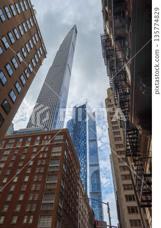 Steinway Tower and One57 Tower viewed from below near Central Park in New York, USA. August 24, 2026 135774829