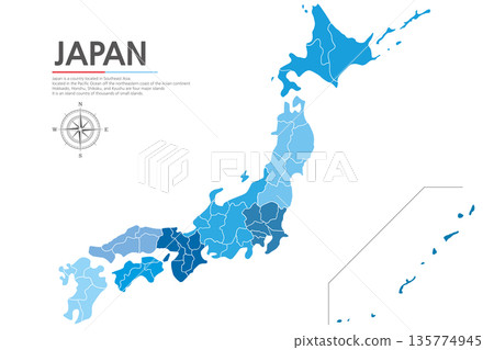 A map of Japan showing the regional boundaries in blue. A map of Japan showing the regional boundaries in blue. 135774945