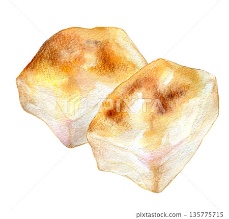Watercolor illustration of baked rice cakes 135775715