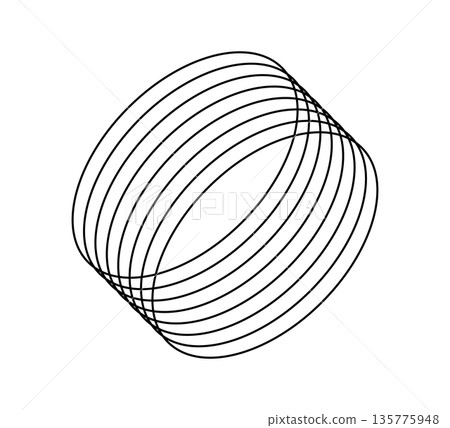 Decorative minimalistic brutalist circle form. Future design line shape for art collage. Abstract geometric brutalist circle figure. Graphic element. Vector illustration isolated on white background 135775948